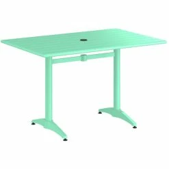 Lancaster Table & Seating 32" X 48" Seafoam Powder-Coated Aluminum Standard Height Outdoor Table With Umbrella Hole And 4 Side Chairs -Lancaster Table & Seating Shop 2310126