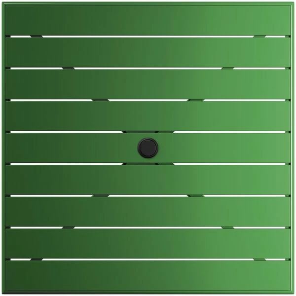 Lancaster Table & Seating 36" X 36" Green Powder-Coated Aluminum Dining Height Outdoor Table With Umbrella Hole 3 Lancaster Table & Seating 36" X 36" Green Powder-Coated Aluminum Dining Height Outdoor Table With Umbrella Hole - Image 3