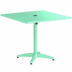 Lancaster Table & Seating 36" X 36" Seafoam Powder-Coated Aluminum Standard Height Outdoor Table With Umbrella Hole And 4 Arm Chairs -Lancaster Table & Seating Shop 2310191