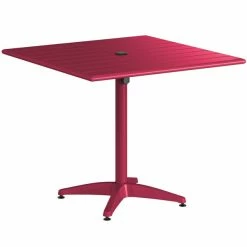 Lancaster Table & Seating 36" X 36" Sangria Powder-Coated Aluminum Standard Height Outdoor Table With Umbrella Hole And 4 Side Chairs -Lancaster Table & Seating Shop 2310200