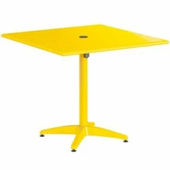 Lancaster Table & Seating 36" X 36" Yellow Powder-Coated Aluminum Standard Height Outdoor Table With Umbrella Hole And 4 Side Chairs -Lancaster Table & Seating Shop 2310210