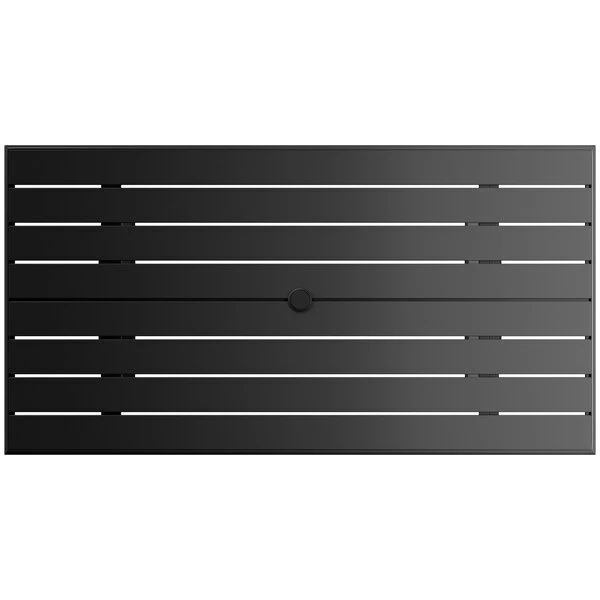 Lancaster Table & Seating 32" X 60" Black Powder-Coated Aluminum Standard Height Outdoor Table With Umbrella Hole And 4 Arm Chairs 5 Lancaster Table & Seating 32" X 60" Black Powder-Coated Aluminum Standard Height Outdoor Table With Umbrella Hole And 4 Arm Chairs - Image 5