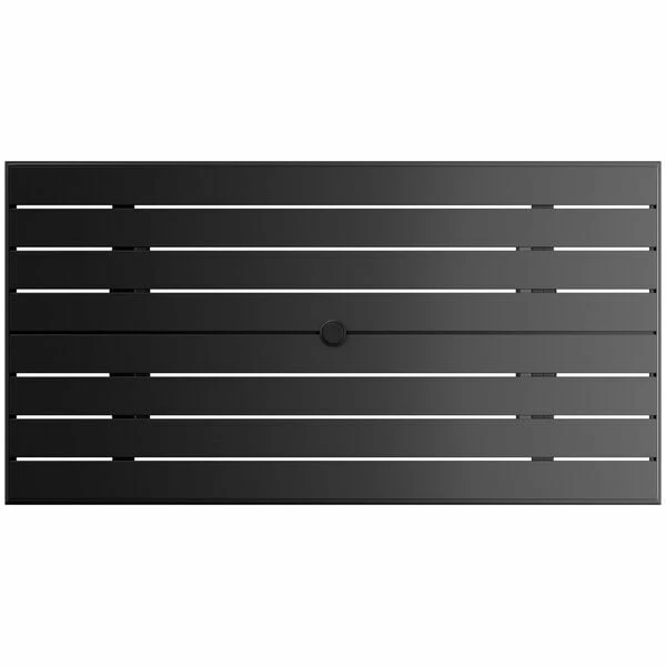 Lancaster Table & Seating 32" X 60" Black Powder-Coated Aluminum Standard Height Outdoor Table With Umbrella Hole And 6 Side Chairs 5 Lancaster Table & Seating 32" X 60" Black Powder-Coated Aluminum Standard Height Outdoor Table With Umbrella Hole And 6 Side Chairs - Image 5