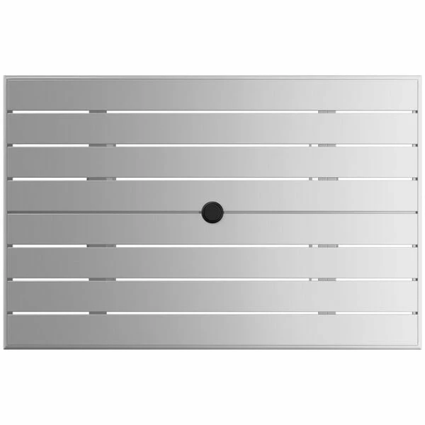 Lancaster Table & Seating 32" X 48" Silver Powder-Coated Aluminum Dining Height Outdoor Table With Umbrella Hole 3 Lancaster Table & Seating 32" X 48" Silver Powder-Coated Aluminum Dining Height Outdoor Table With Umbrella Hole - Image 3
