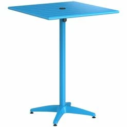 Lancaster Table & Seating 32" X 32" Blue Powder-Coated Aluminum Bar Height Outdoor Table With Umbrella Hole And 4 Barstools -Lancaster Table & Seating Shop 2310993