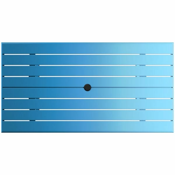 Lancaster Table & Seating 32" X 60" Blue Powder-Coated Aluminum Dining Height Outdoor Table With Umbrella Hole 3 Lancaster Table & Seating 32" X 60" Blue Powder-Coated Aluminum Dining Height Outdoor Table With Umbrella Hole - Image 3