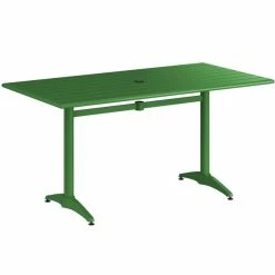 Lancaster Table & Seating 32" X 60" Green Powder-Coated Aluminum Dining Height Outdoor Table With Umbrella Hole -Lancaster Table & Seating Shop 2311570
