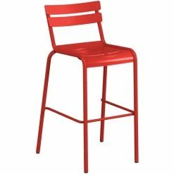 Lancaster Table & Seating 32" X 32" Red Powder-Coated Aluminum Bar Height Outdoor Table With Umbrella Hole And 4 Barstools -Lancaster Table & Seating Shop 2311601