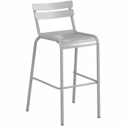 Lancaster Table & Seating 32" X 32" Silver Powder-Coated Aluminum Bar Height Outdoor Table With Umbrella Hole And 4 Barstools -Lancaster Table & Seating Shop 2311602