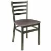 BFM Seating Lima Clear Coated Steel Ladder Back Side Chair With Relic Rustic Copper Seat