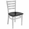 BFM Seating Lima Silver Mist Steel Side Chair With Black Wooden Seat