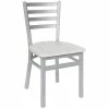 BFM Seating Lima Silver Mist Steel Ladder Back Side Chair With Relic Antique Wash Seat