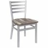 BFM Seating Lima Silver Mist Steel Ladder Back Side Chair With Relic Farmhouse Seat
