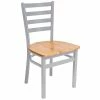 BFM Seating Lima Silver Mist Steel Side Chair With Natural Wooden Seat