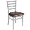 BFM Seating Lima Silver Mist Steel Side Chair With 2" Dark Brown Vinyl Seat