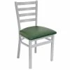 BFM Seating Lima Silver Mist Steel Side Chair With 2" Green Vinyl Seat