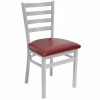 BFM Seating Lima Silver Mist Steel Side Chair With 2" Burgundy Vinyl Seat