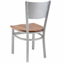 BFM Seating Axel Silver Mist Steel Side Chair With Autumn Ash Wood Seat -Lancaster Table & Seating Shop 2313015