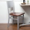 BFM Seating Axel Silver Mist Steel Side Chair With Mahogany Wood Seat