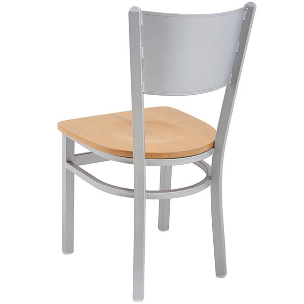 BFM Seating Axel Silver Mist Steel Side Chair With Natural Wood Seat 3 BFM Seating Axel Silver Mist Steel Side Chair With Natural Wood Seat - Image 3
