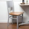 BFM Seating Axel Silver Mist Steel Side Chair With Natural Wood Seat