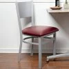BFM Seating Axel Silver Mist Steel Side Chair With Burgundy Padded Vinyl Seat