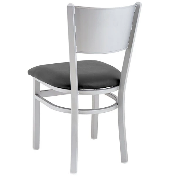 BFM Seating Axel Silver Mist Steel Side Chair With Black Padded Vinyl Seat 3 BFM Seating Axel Silver Mist Steel Side Chair With Black Padded Vinyl Seat - Image 3
