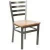 BFM Seating Lima Steel Side Chair With Natural Wooden Seat And Clear Coat Frame