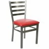 BFM Seating Lima Steel Side Chair With 2" Red Vinyl Seat And Clear Coat Frame