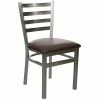 BFM Seating Lima Steel Side Chair With 2" Dark Brown Vinyl Seat And Clear Coat Frame