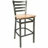 BFM Seating Lima Steel Bar Height Chair With Natural Wooden Seat And Clear Coat Frame