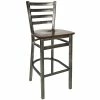 BFM Seating Lima Steel Bar Height Chair With Walnut Wooden Seat And Clear Coat Frame