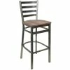 BFM Seating Lima Clear Coated Steel Ladder Back Barstool With Relic Knotty Pine Seat