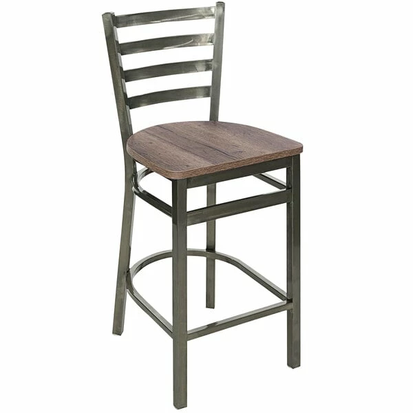BFM Seating Lima Clear Coated Steel Counter Height Barstool With Relic Knotty Pine Seat 1 BFM Seating Lima Clear Coated Steel Counter Height Barstool With Relic Knotty Pine Seat