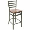 BFM Seating Lima Clear Coated Steel Counter Height Bar Stool With Autumn Ash Wooden Seat