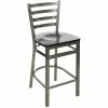 BFM Seating Lima Clear Coated Steel Counter Height Bar Stool With Black Wooden Seat