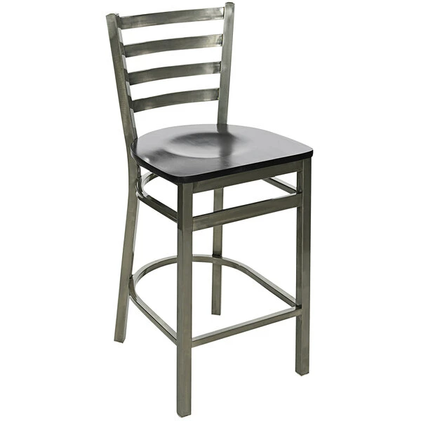 BFM Seating Lima Clear Coated Steel Counter Height Bar Stool With Black Wooden Seat 1 BFM Seating Lima Clear Coated Steel Counter Height Bar Stool With Black Wooden Seat