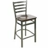 BFM Seating Lima Clear Coated Steel Counter Height Bar Stool With Walnut Wooden Seat