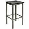BFM Seating Trent Clear Coated Steel Bar Stool With Black Wooden Seat