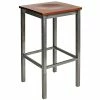 BFM Seating Trent Clear Coated Steel Bar Stool With Cherry Wooden Seat