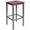 BFM Seating Trent Clear Coated Steel Bar Stool With Mahogany Wooden Seat