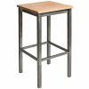 BFM Seating Trent Clear Coated Steel Bar Stool With Natural Wooden Seat