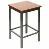 BFM Seating Trent Clear Coated Steel Counter Height Bar Stool With Cherry Wooden Seat