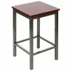 BFM Seating Trent Clear Coated Steel Counter Height Bar Stool With Mahogany Wooden Seat