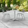 Lancaster Table & Seating 28" Chrome Powder-Coated Round Steel And Aluminum Dining Set With 2 Aluminum Outdoor Side Chairs
