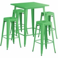 LT&S Alloy Series Lancaster Table & Seating Alloy Series 32" X 32" Green Outdoor Bar Height Table With Four Barstools -Lancaster Table & Seating Shop 2320796