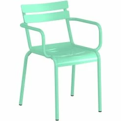 Lancaster Table & Seating 24" X 32" Seafoam Powder-Coated Aluminum Standard Height Outdoor Table With Umbrella Hole And 2 Arm Chairs -Lancaster Table & Seating Shop 2342504