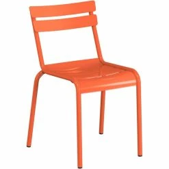 Lancaster Table & Seating 32" X 60" Orange Powder-Coated Aluminum Standard Height Outdoor Table With Umbrella Hole And 4 Side Chairs -Lancaster Table & Seating Shop 2342556