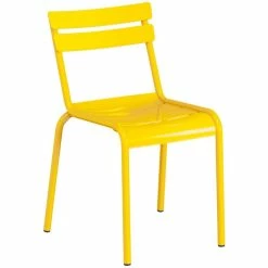 Lancaster Table & Seating 36" X 36" Yellow Powder-Coated Aluminum Standard Height Outdoor Table With Umbrella Hole And 4 Side Chairs -Lancaster Table & Seating Shop 2342570