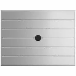 Lancaster Table & Seating 24" X 32" Silver Powder-Coated Aluminum Dining Height Outdoor Table With Umbrella Hole And 2 Side Chairs -Lancaster Table & Seating Shop 2342578